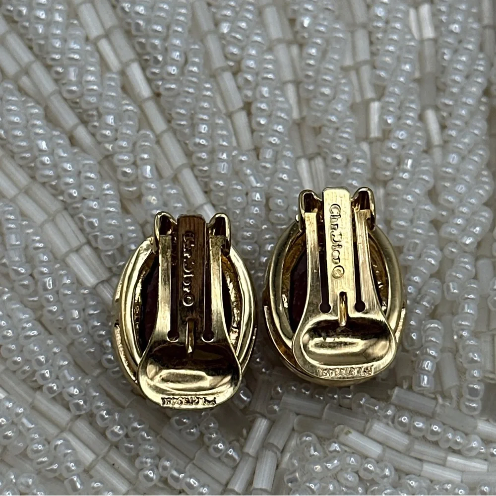 Vintage‎ Christian DIOR Amethyst Crystal Earrings #92